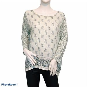 NWT Lucky Brand | Green Floral Cottage Core Top